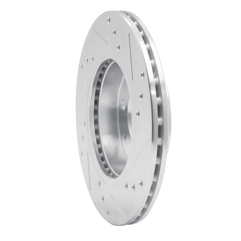 Nissan NX Brake Rotor (1) - Front Left - R1 Concepts - Drilled & Slotted - Silver - `86-`17